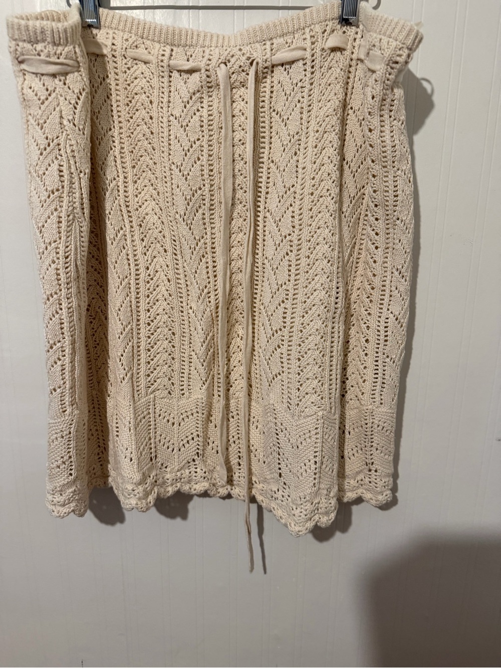 Cream Open-Knit Drawstring Women's Skirt XXL NWT
